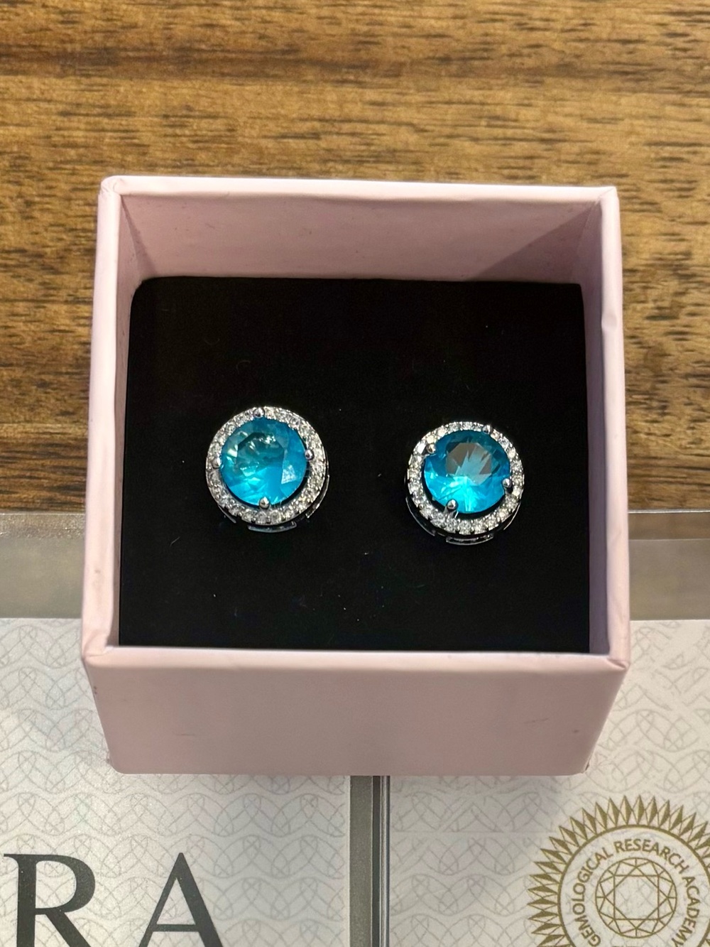 Gorgeous Blue Moissanite Stud Earrings - S925 Backings- GRA Report included